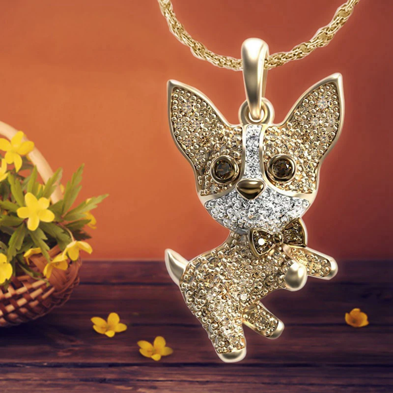Прекрасна Котка Corgi Медальон Златен Цвят Огърлица За Мъже, Жени, Подарък За Рожден Ден На Веригата На Ключицата Изискани Бижута