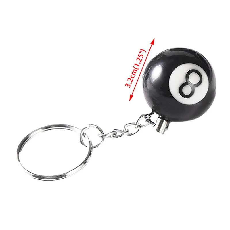 Модерен Творчески Билярдна ключодържател с настолен топката, халка за ключодържател, Честит Черно ключодържател №8, 32 мм, бижута подарък, с петно от смола