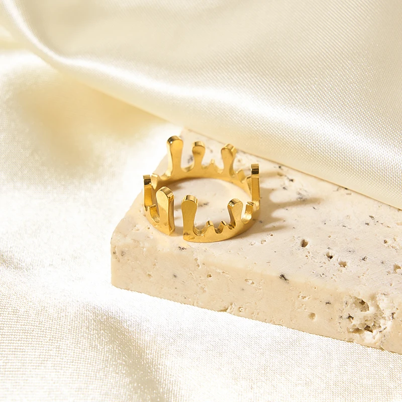 Ретро Ново Записване, Титановое 18-каратово покритие, Royal Crown, Които пръстени с капки вода, Водоустойчив Пръстени от неръждаема Стомана За Жени