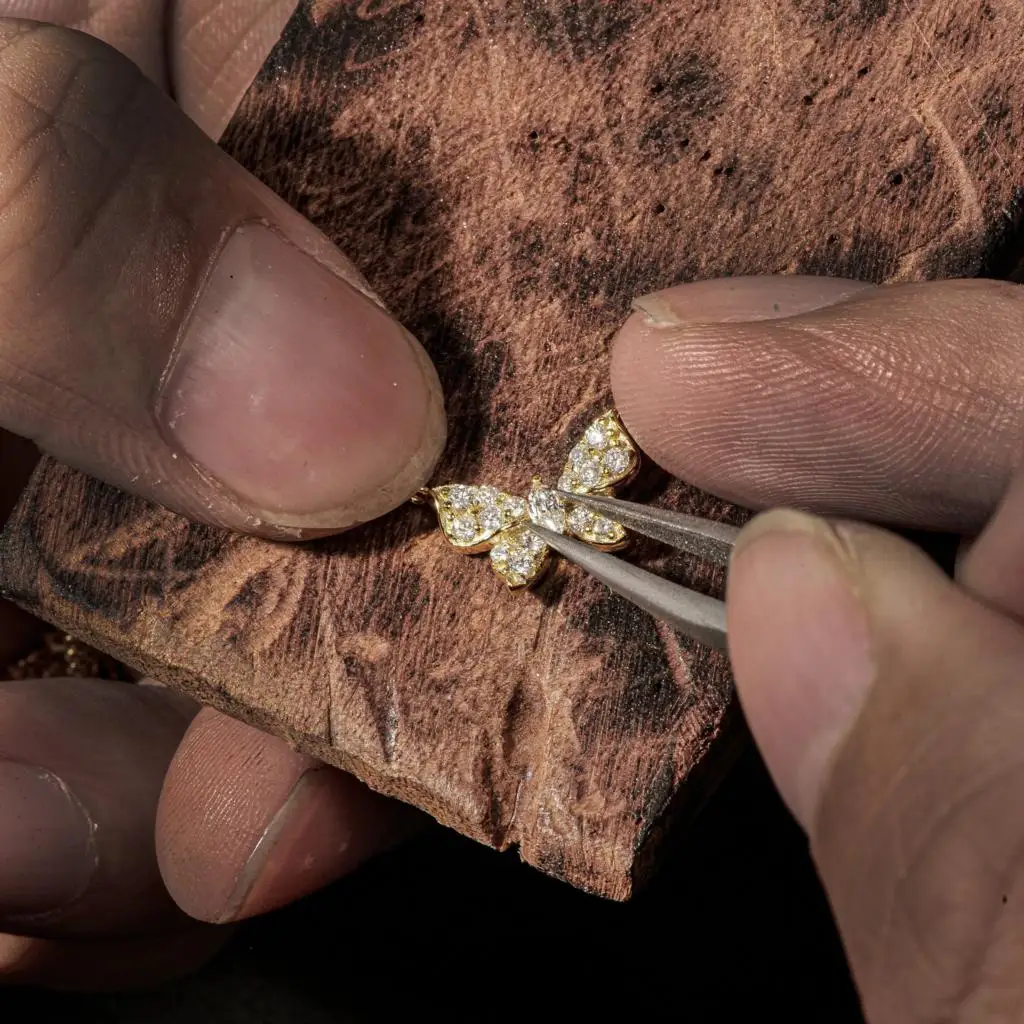 Жена сребро S925, отгледани в лаборатория скъпоценни камъни, Муассанит, Малко Колие с пеперуда, бижута за момичета