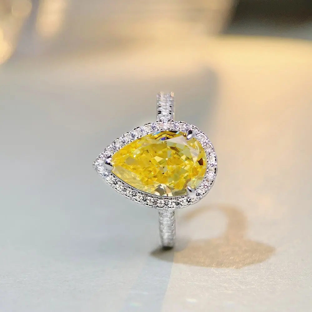 Модни луксозни пръстени с кубическим цирконием, жълт КАМЪК, пръстен с топчета във формата на капка вода, пръстен с цирконием 925 за жени, Безплатна доставка, годишнина