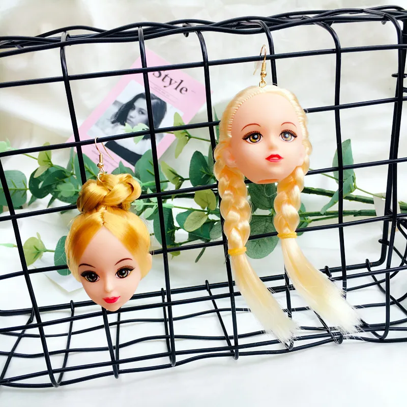Нови Творчески дамски обеци с анимационни кукли с формата на сърце за момичета, спомени от детството, модни тенденции, Персонални забавни ръчно изработени бижута, направи си сам