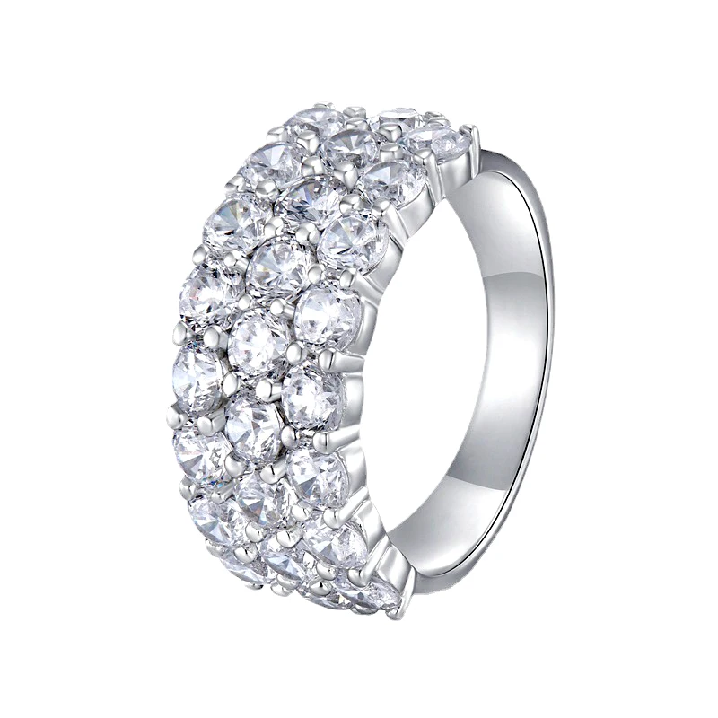 Luomansi 3-редово пръстен с цирконий 5A, сребърни бижута S925, подарък за годишнина от сватба, за жени, подарък безплатно