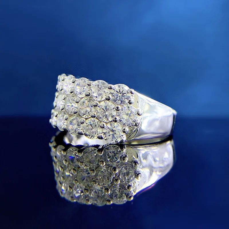Luomansi 3-редово пръстен с цирконий 5A, сребърни бижута S925, подарък за годишнина от сватба, за жени, подарък безплатно