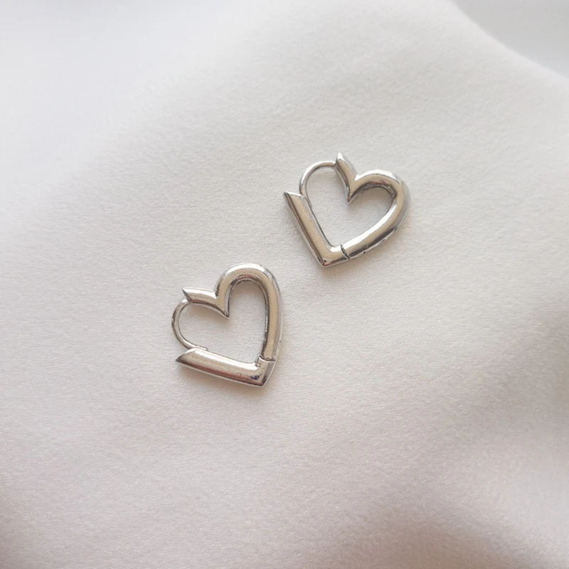 Класически прасковени обеци-карамфил сребрист цвят във формата на сърце за жени, елегантни и модерни геометрични вечерни окачване