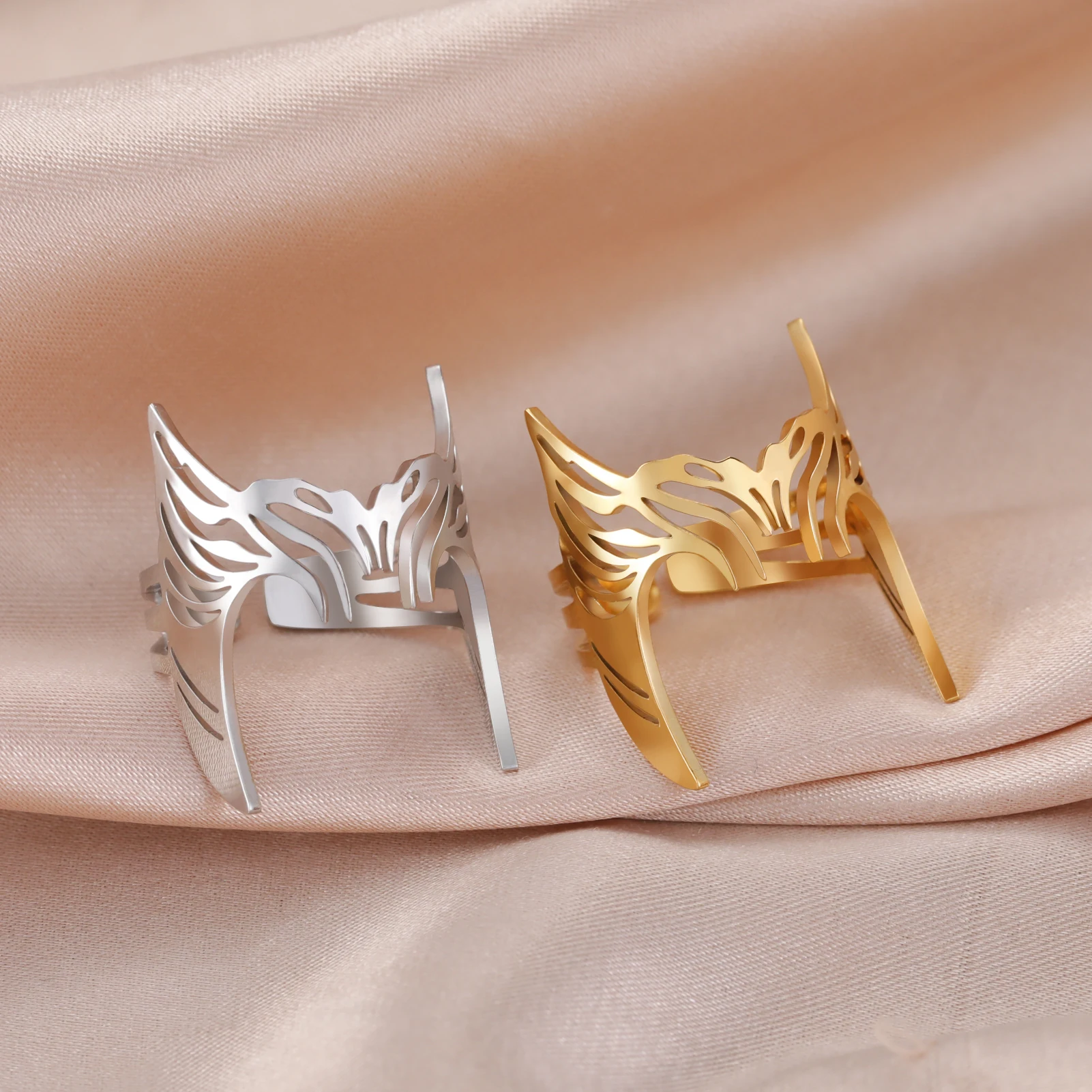 Unift Каска вещици, маска, crown, пръстени за жени, Мъже, Отворен пръстен от неръждаема Стомана, бижутата и от митологията на викингите и колоездачи в стил пънк