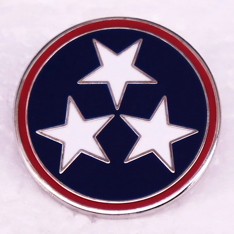 Иконата-пуговица с флага Тенеси, Эмалированная брошка с логото на 3 звезди, на жени на ревера