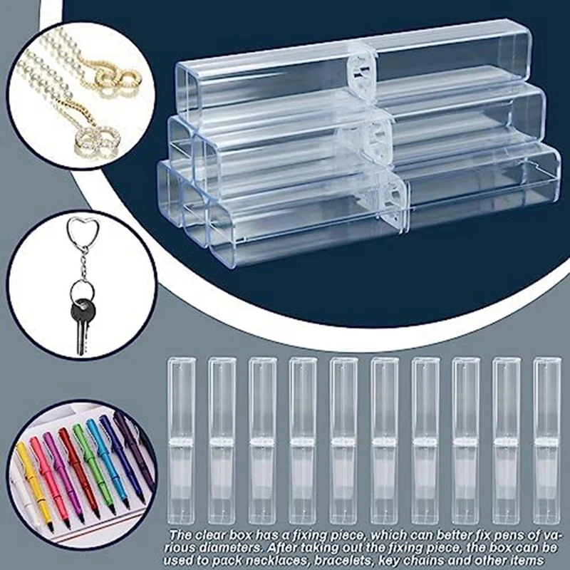 25 бр. прозрачна акрилна молив случай за моливи, кутия за опаковане на моливи, празен пластмасов контейнер за съхранение на химикалки