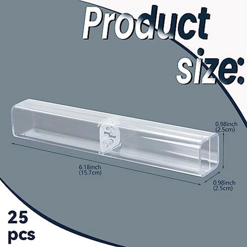 25 бр. прозрачна акрилна молив случай за моливи, кутия за опаковане на моливи, празен пластмасов контейнер за съхранение на химикалки