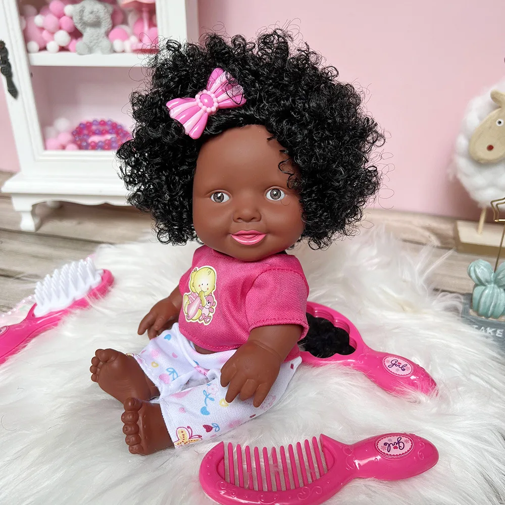 Сладки черни африкански кукли, Реалистични кукли с експлозивна глава, Кукли с черна кожа, Бебешки играчки, Подарък за Рожден Ден, Кукли-реборны с емайл