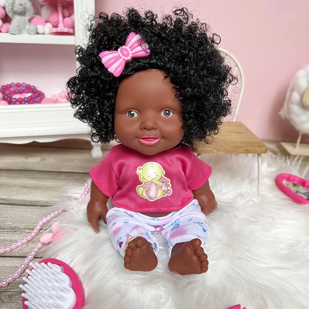 Сладки черни африкански кукли, Реалистични кукли с експлозивна глава, Кукли с черна кожа, Бебешки играчки, Подарък за Рожден Ден, Кукли-реборны с емайл
