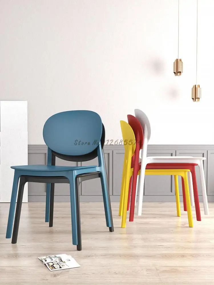Домашен модерен минималистичен работен стол Nordic ins, стол за хола, маса за хранене и стол, дебели пластмасов стол за грим