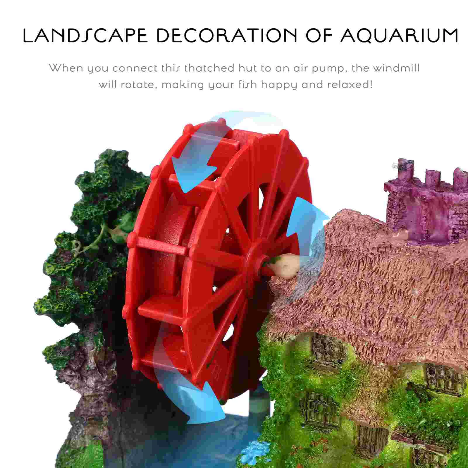 Аксесоари за декорация на аквариум, имитиращи Микроландшафт, Водно колело за вятърна мелница, озеленяване воденица
