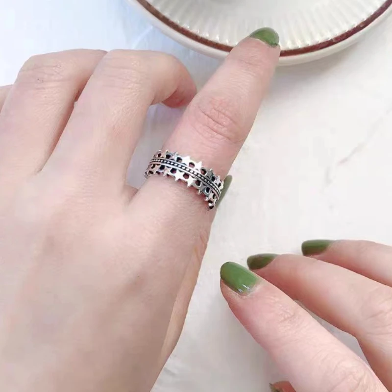 Реколта минималистичные откриване на пръстени със звездна пентаграма, за жени, мъже в стил пънк-рок, така корейското пръстен, модни бижута за пръстите, подаръци за влюбени 2023