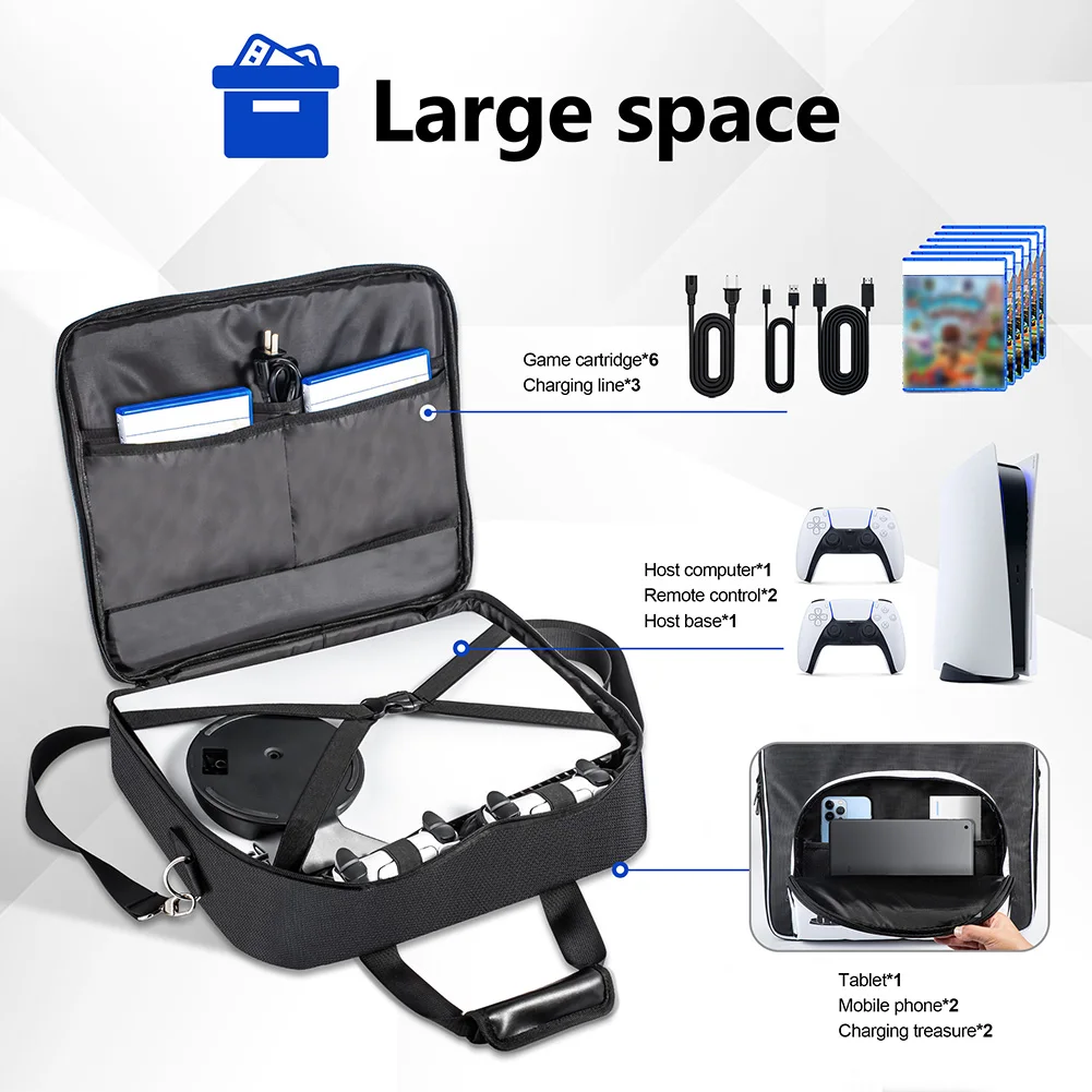 Чанта за съхранение, по-голямата голям пътна чанта-органайзер, преносима чанта за съхранение, износостойкая, устойчиво на надраскване за PS5
