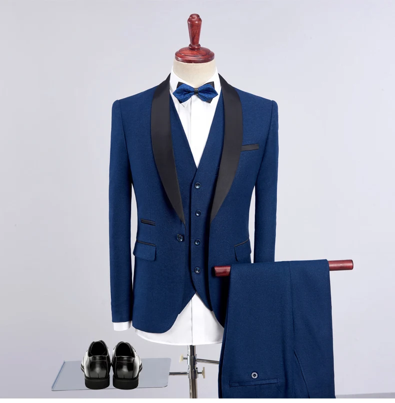 Нови Мъжки костюми, Булчински костюм на Младоженеца, Блейзър, Комплекти от 3 теми, Бизнес Случайни Смокинг Homme на поръчка, в Елегантна Рокля (яке + Панталон + елек)