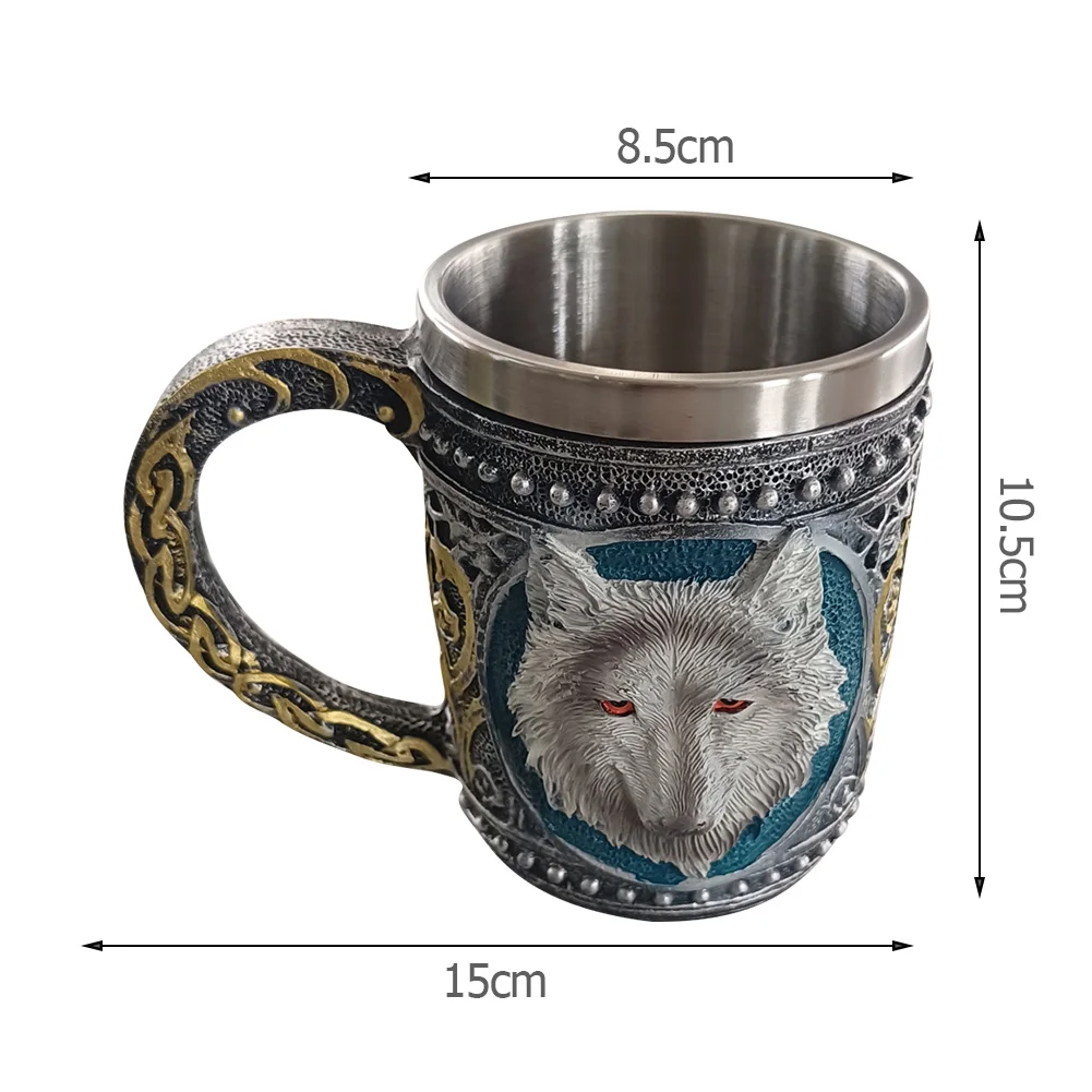Чашата за кафе с 3D волчьей главата, Бирени чаши от неръждаема стомана, креативен интериор, Чаша за вода, термична устойчивост за кухненски декорации