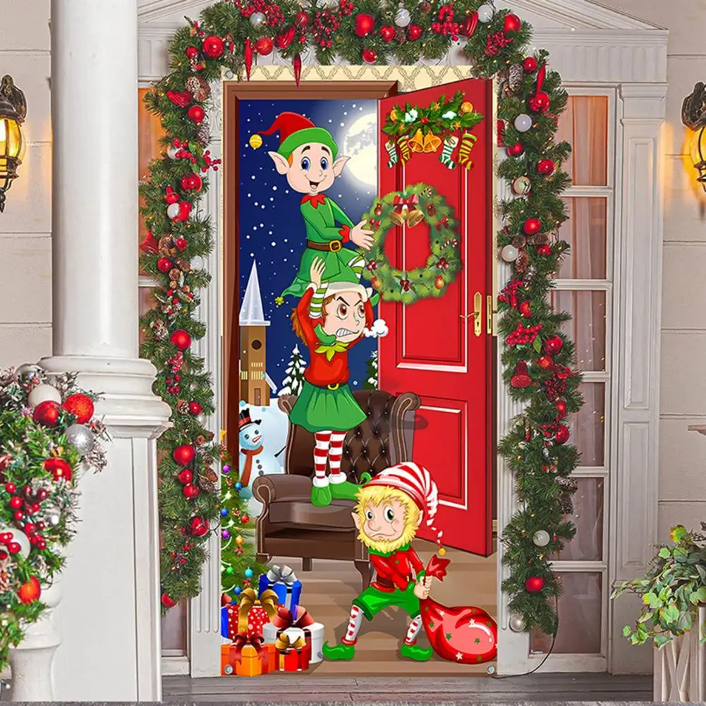 Коледен Фон Банер Фина Работа С Принтом Дядо Коледа Вратите на Завеси, За Празнична украса на дома