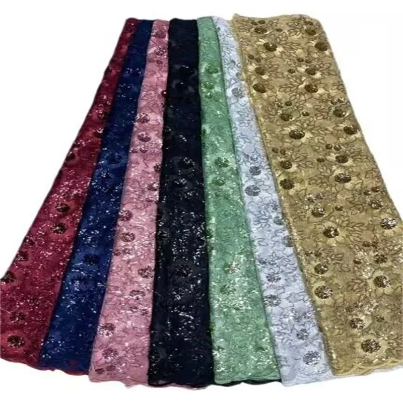 Пайети най-Новата Африканска лейси кърпа Зелена Висококачествена бродерия За жени Парчовые Бели Мрежести дантелени тъкани в нигерия стил 5 ярда