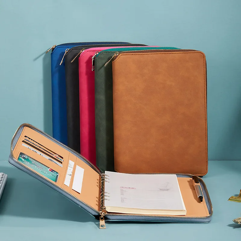 Бизнес чанта с цип от gourmet висококачествена кожа Формат А5, Офис Портретно поставяне с отрывными листа, Бележник, списък, дневник, подарък към поръчката