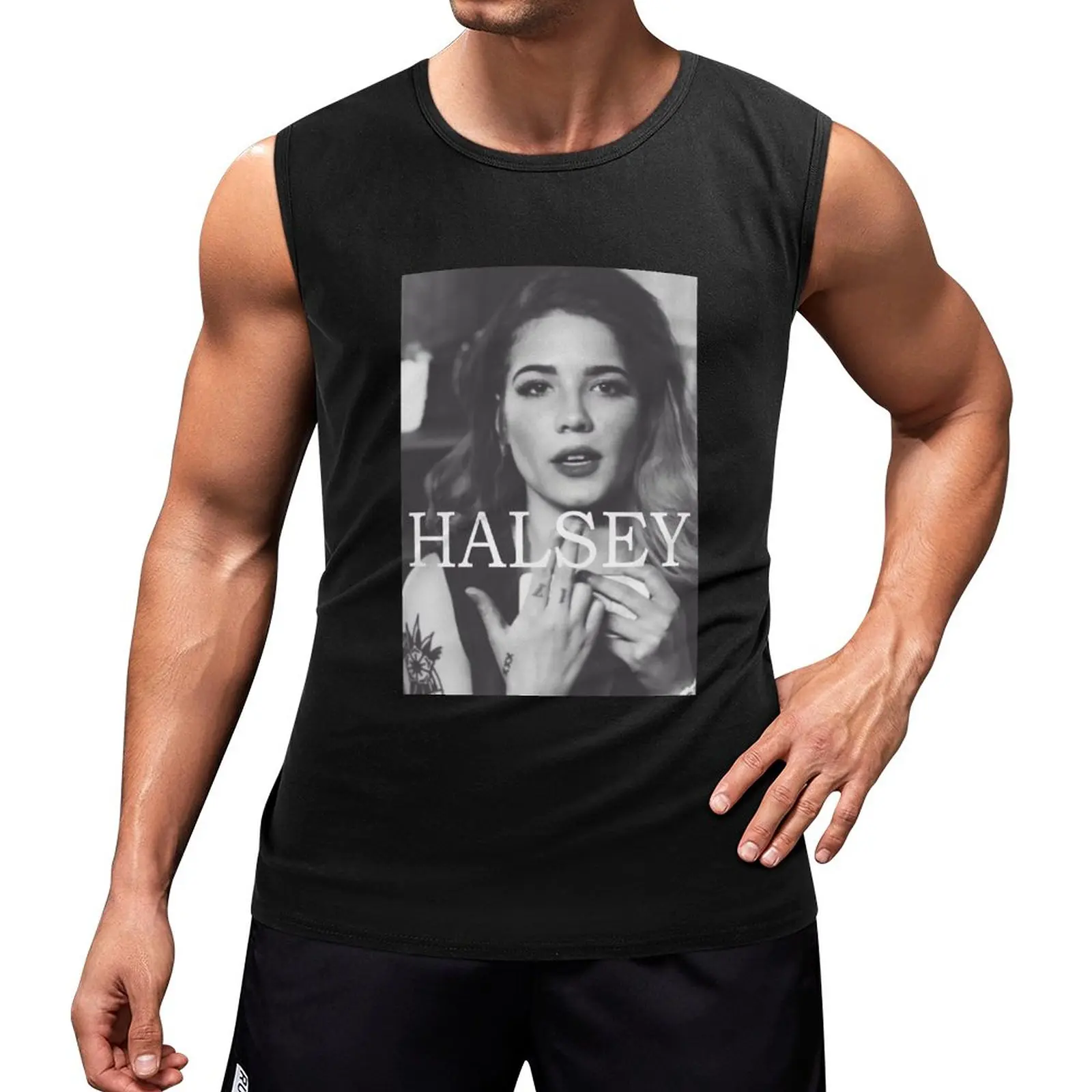 Нови тениски с надпис Halsey, тениски за мъже, тениски за фитнес зала