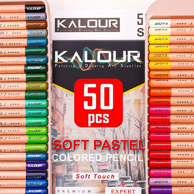 KALOUR Нов Набор от 50 теми, професионален меки Пастелни молив ادوات مدرسية, Ръчно рисувани Графити, стоки за бродерия, цветен въглища дръжка
