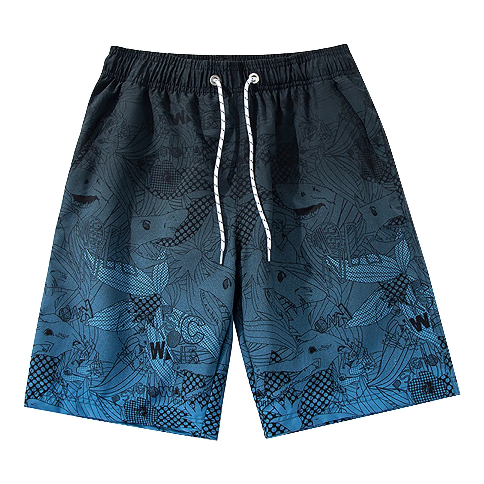 Мъжки бански с мрежесто покритие, шорти за плуване, летни плажни шорти в синьо