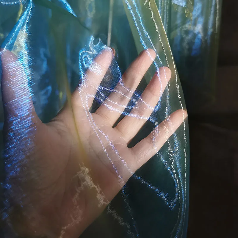 Сини и Жълти Градиентные Лазерни Тъкани от Органза, Дизайнерски Тъкани, Облекло със собствените си ръце, Рокля, Илюзия, Флаш-Творчески тъкан