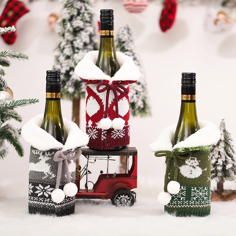 Коледни торбички за вино, Коледни подаръци, Капачка за бутилка вино, Натальное Коледна украса за дома, Коледна украса, Коледни декор Навидад