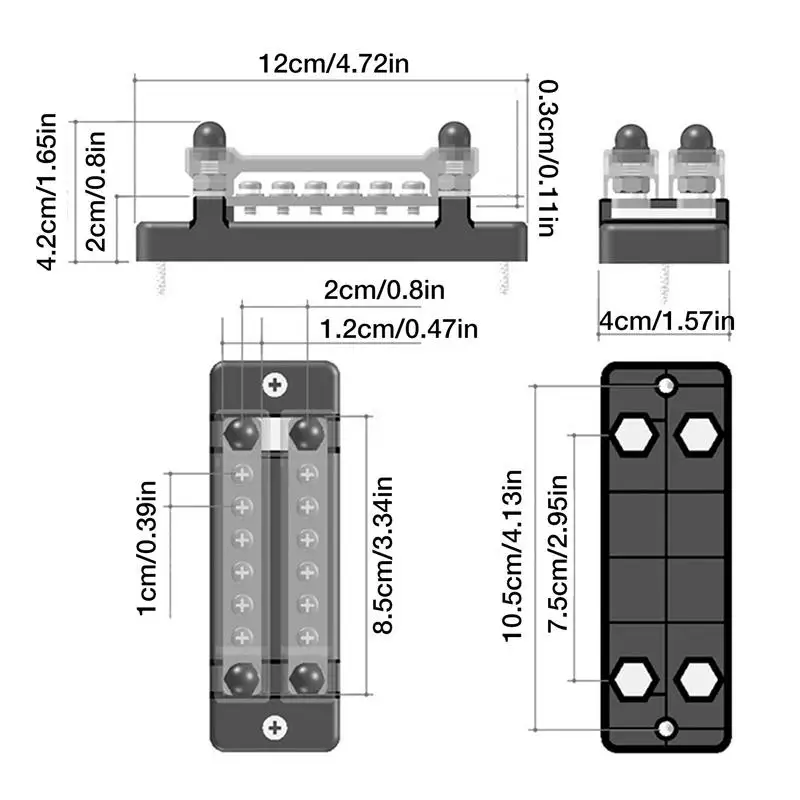 Морската интерфейсен блок DC 150A 48V, двухрядный 6-цифрен клеммный блок, Разпределителен блок на слънчева инсталация, Акумулаторна гума