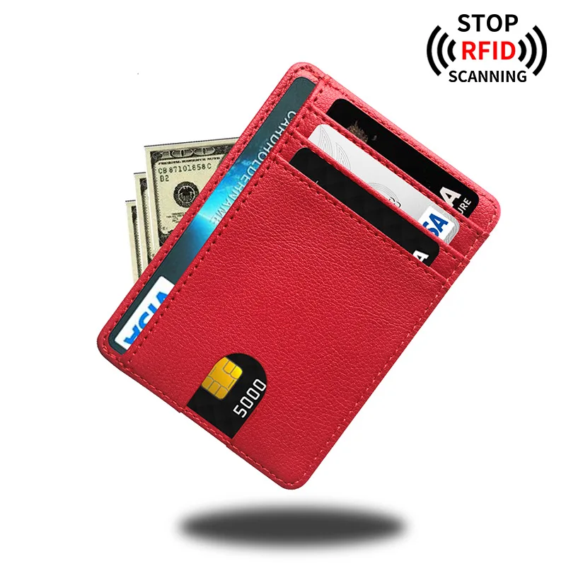 8 слотове Тънка кожа кесията с RFID заключване, притежател на кредитна ID-карта, в чантата си, своята практика за пари, анти-кражба на капаци за мъже, жени, мъжки модни чанти