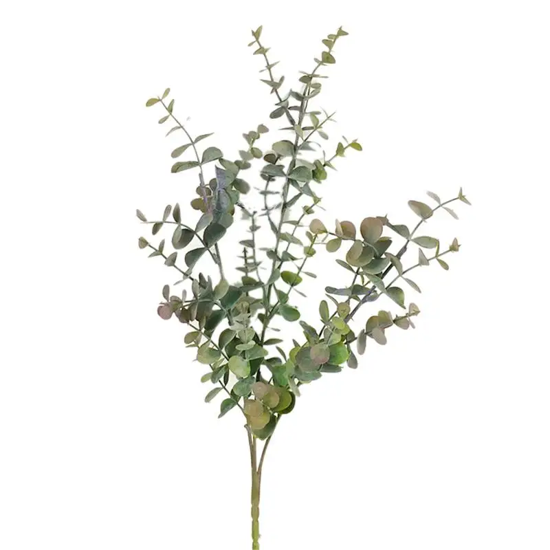 Споразумение от пластмасови эвкалиптовых клони с изкуствени цветя, малки листа на растението, режийни листа за украса на празнични партита, сватби