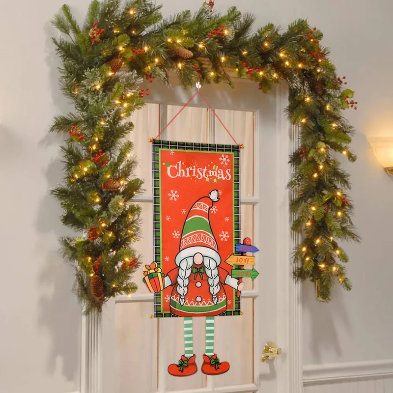 Весела Коледа, Окачен флаг, Коледен банер, декорации за дома врати, Коледна Украса за Новогодишната партита 2024 Навидад Подаръци