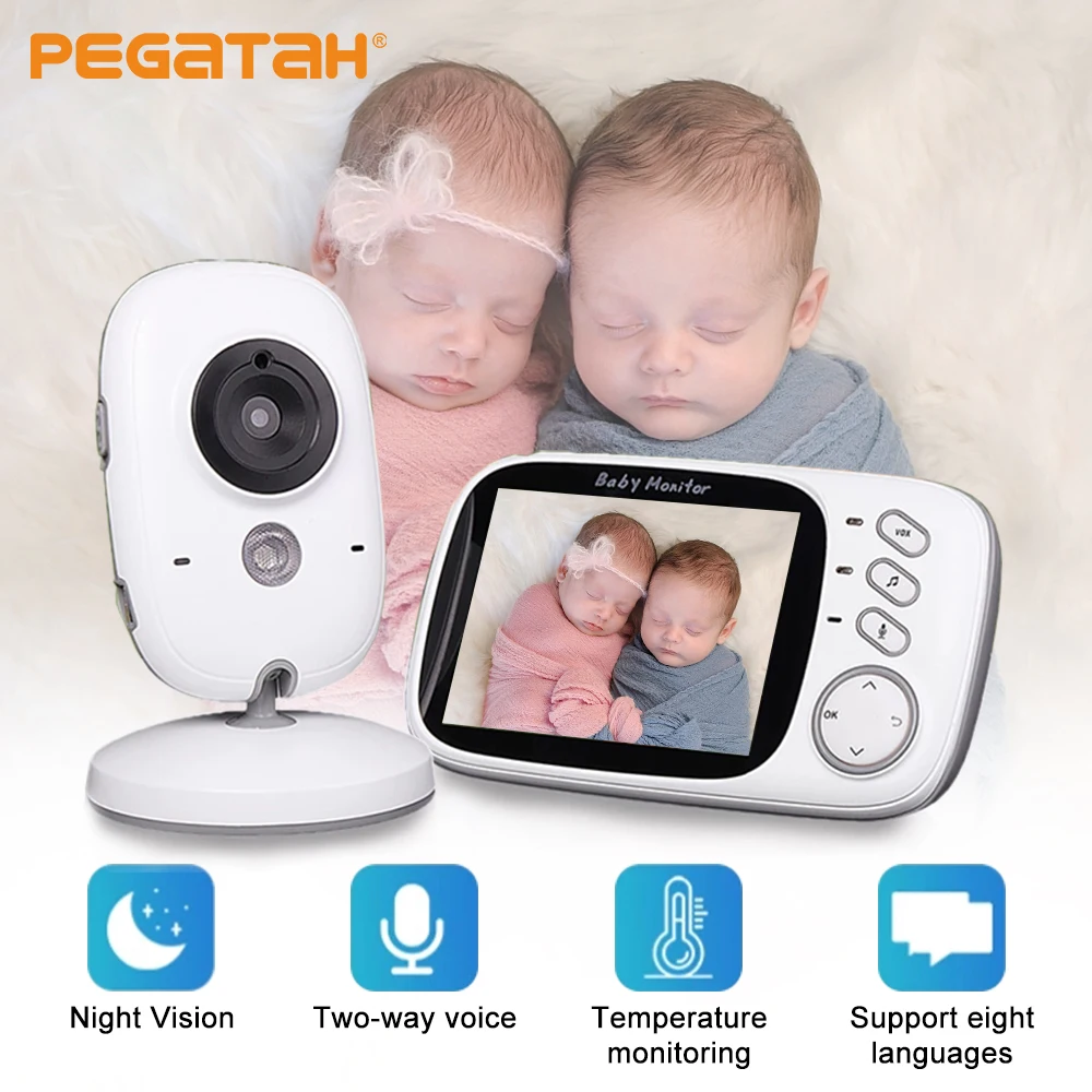 PEGATAH 3.2-инчов Бебефони и Радионяни Безжична Bluetooth 2-Лентов Аудио Разговор за Нощно Виждане Детска Бавачка Мониторинг на Температурата гледане на деца