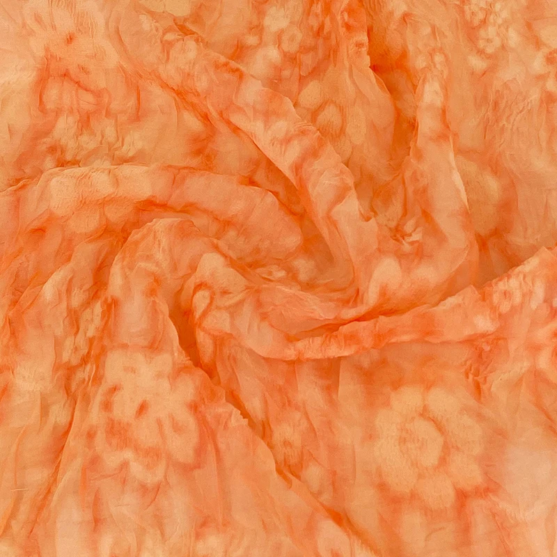 Мека покривка Оранжев цвят, шифоновая плат с обемни релефни, струящаяся отвън рокли, платове Чонсам