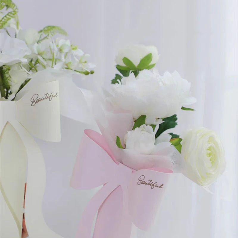 Кутии от опаковъчна хартия за цветя, 1 бр., Кутии за опаковане на цветя с лък, Опаковки, опаковки за букети цветя, аксесоари за сватбени партита