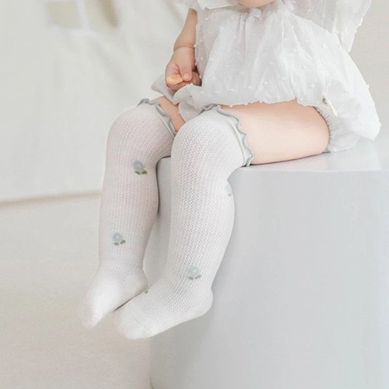 Чорапи принцеса на новородените момичета, еластични чорапогащи с цветен модел, дишащи дълги чорапи за децата, защита от комари