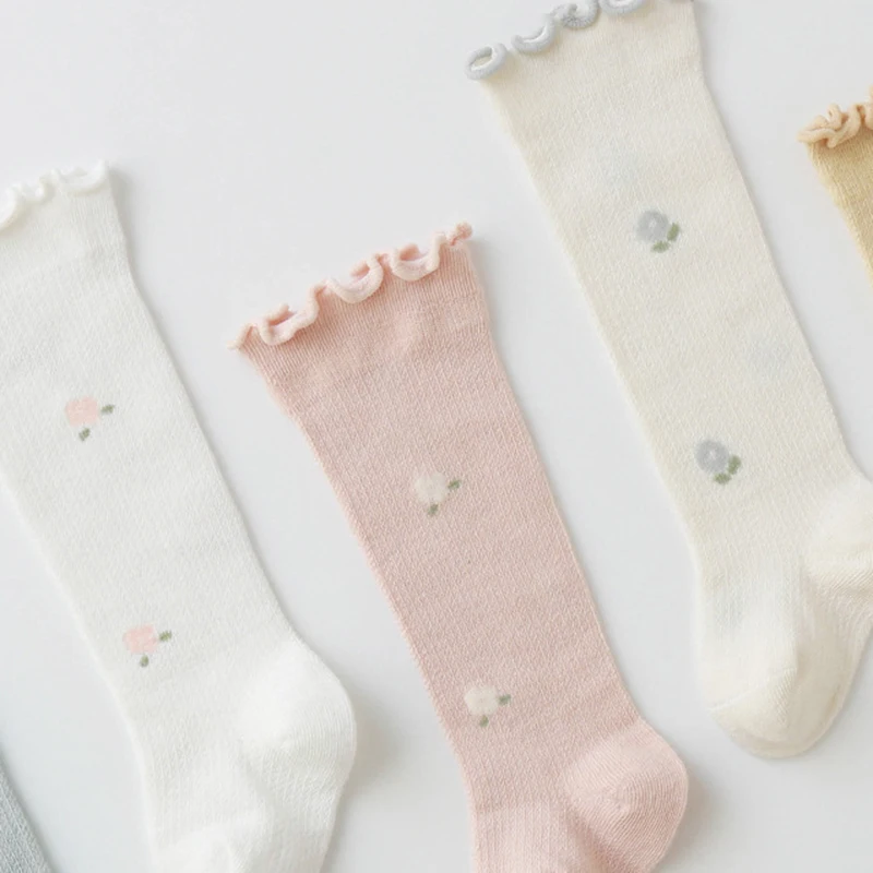 Чорапи принцеса на новородените момичета, еластични чорапогащи с цветен модел, дишащи дълги чорапи за децата, защита от комари