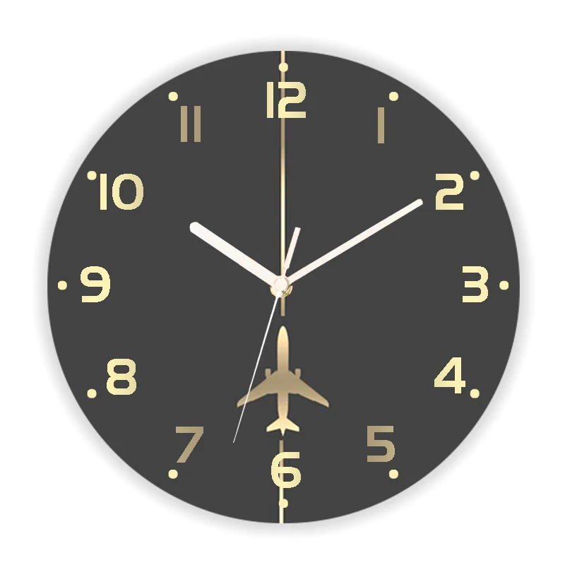 Луксозни минималистичные на авиационните часовници от изкуствено Злато, Големи стенни часовници за пилотиране на самолета, Кръгли стенни часовници за всекидневна, Домашен декор