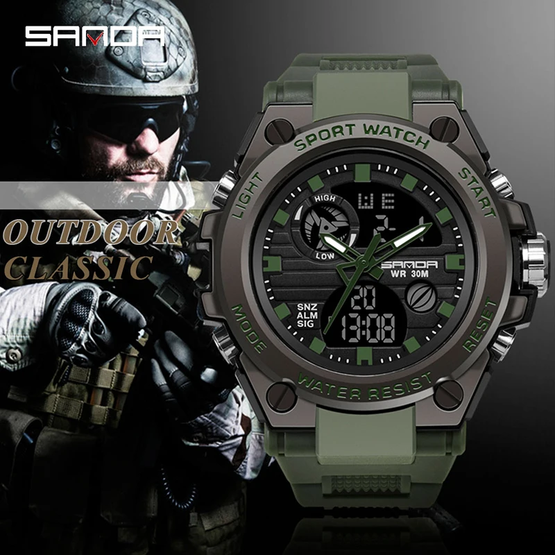 На BIANA Военни водоустойчив електронни модерни спортни часовници за Мъже с автоматични цифрови часовници за мъже Златни часовници Smartwatch Montre